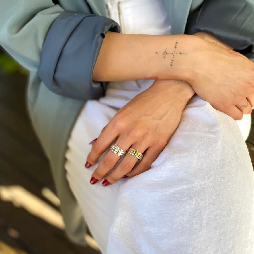 Peridot Gemstone Ring - Vermeil