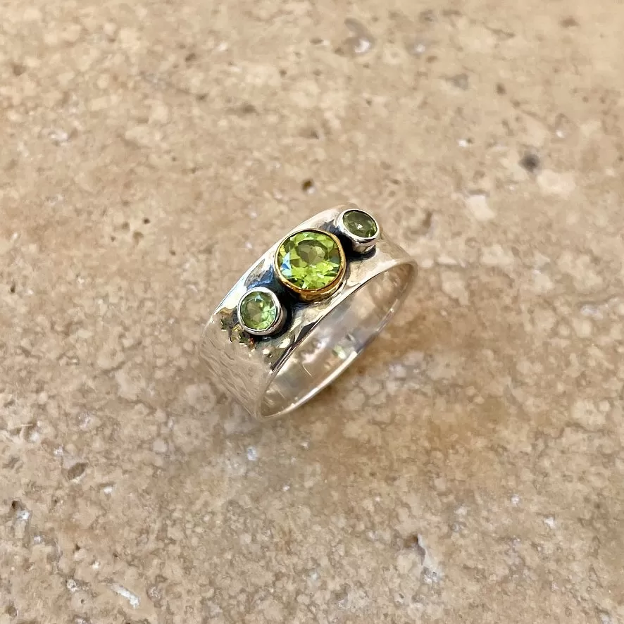 Peridot Gemstone Ring - Vermeil