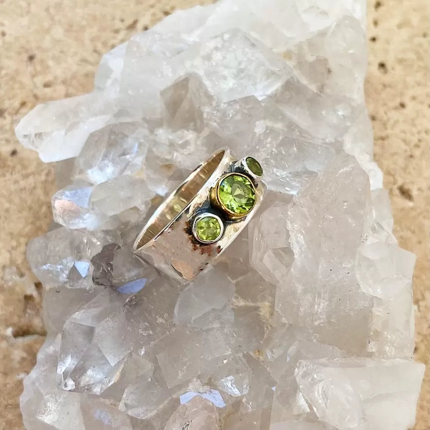 Peridot Gemstone Ring - Vermeil