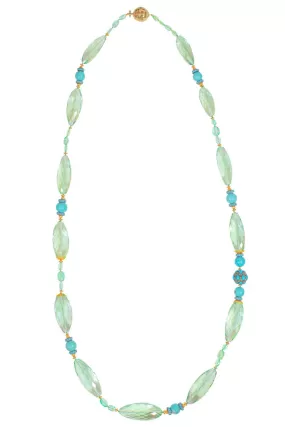 Prasiolite Emerald Turquoise Beaded Necklace