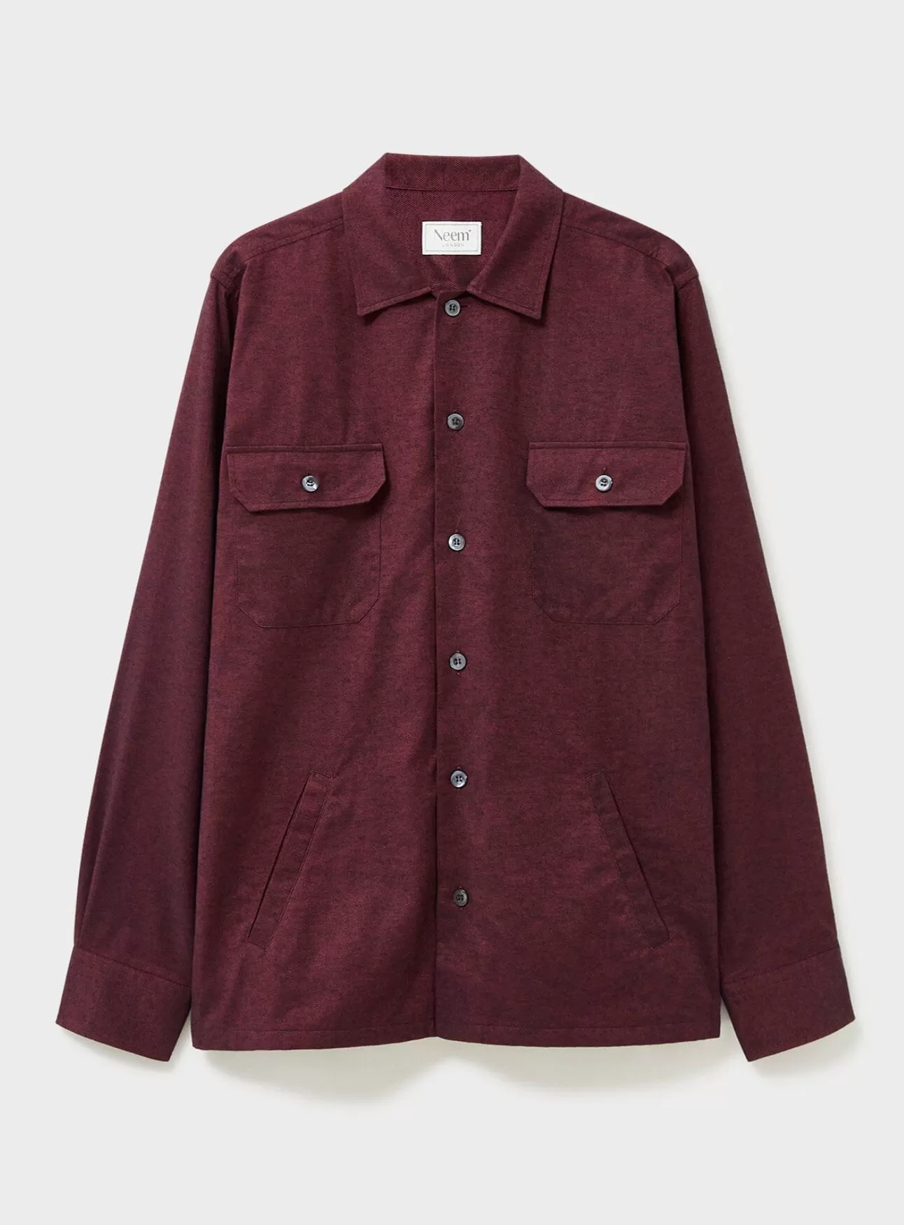 Recycled Italian Flannel Deep Red Piccadilly Overshirt