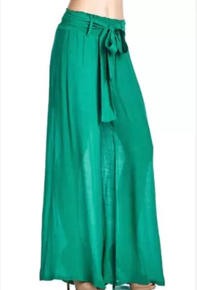 RELAXED FIT GREEN HIGH WAIST PANTS