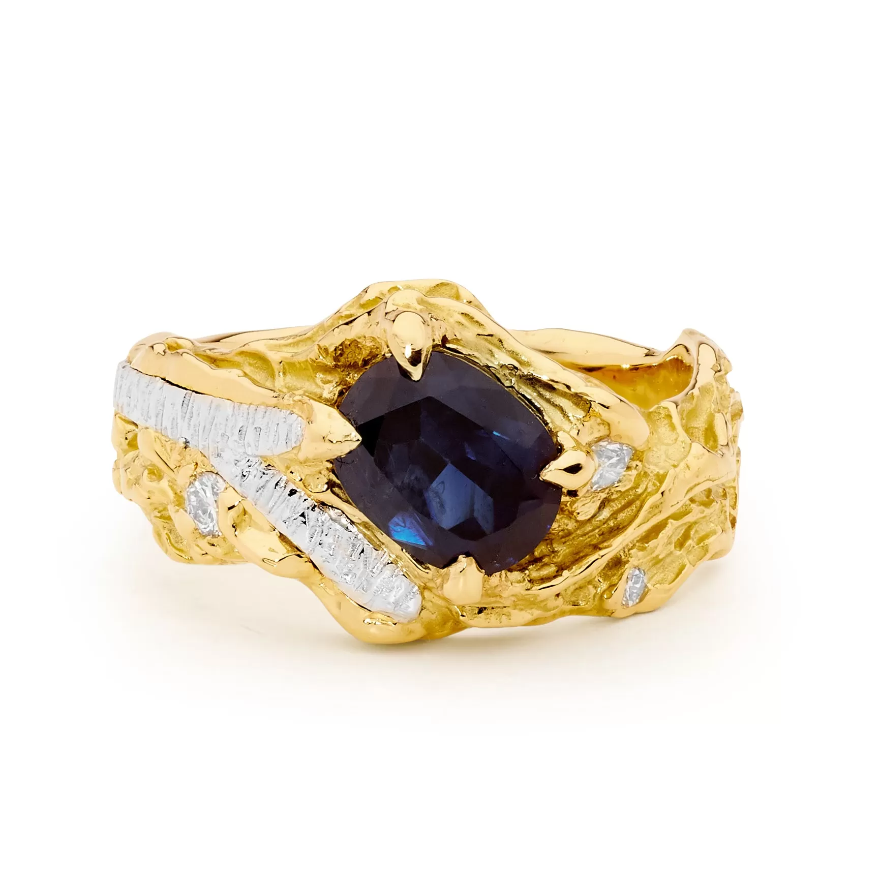 Sapphire and Diamond Freeform Ring