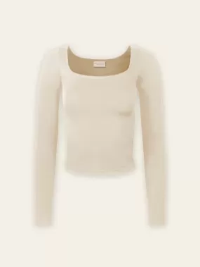 Seamless Square Neck Long Sleeve Top | Bone