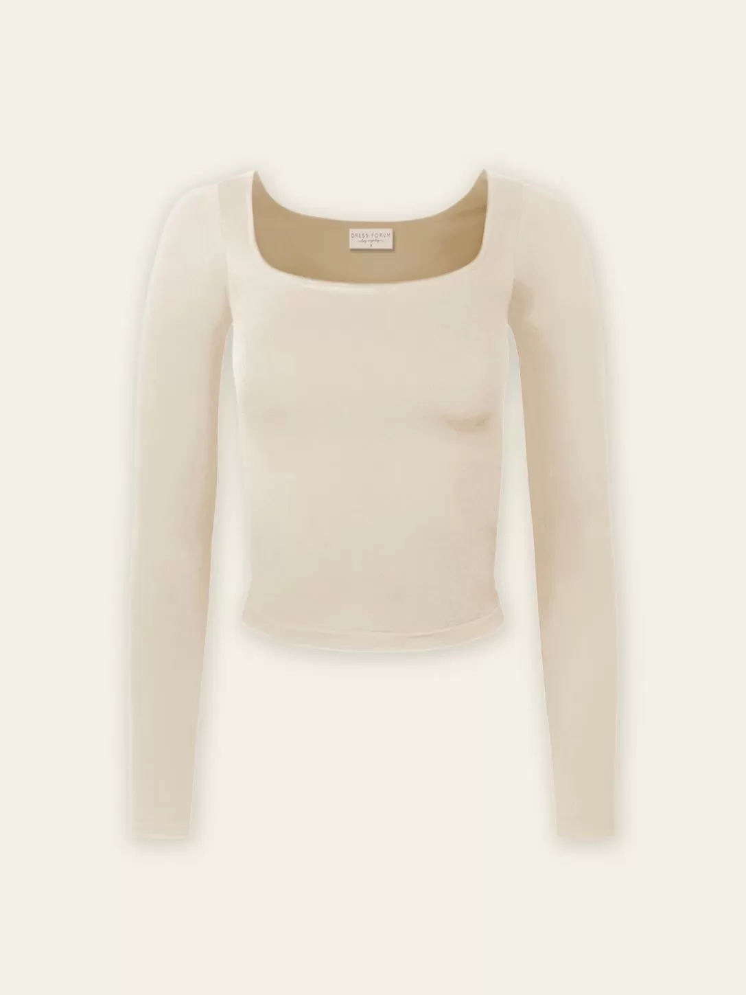 Seamless Square Neck Long Sleeve Top | Bone