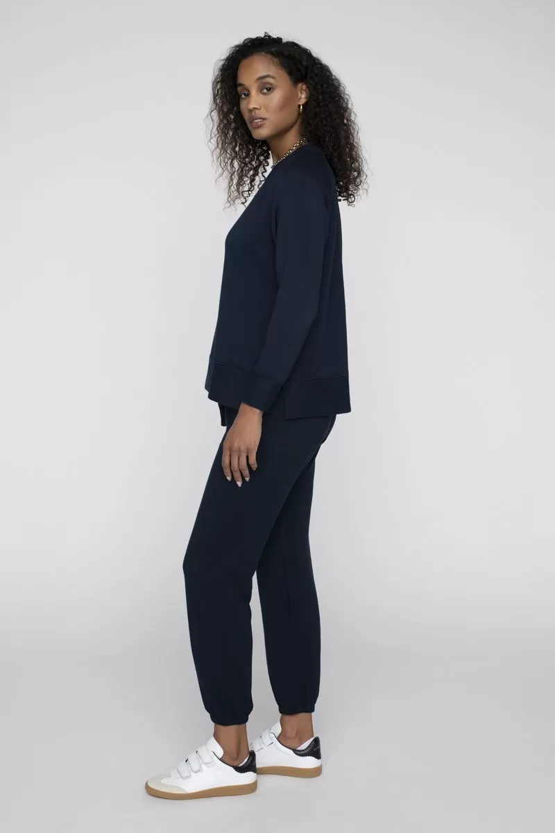 Softest Fleece Raglan Side Slit Sweatshirt in New Navy