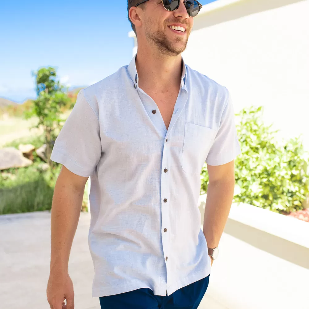 The Ice Breaker - Short Sleeve Blue Linen Shirt