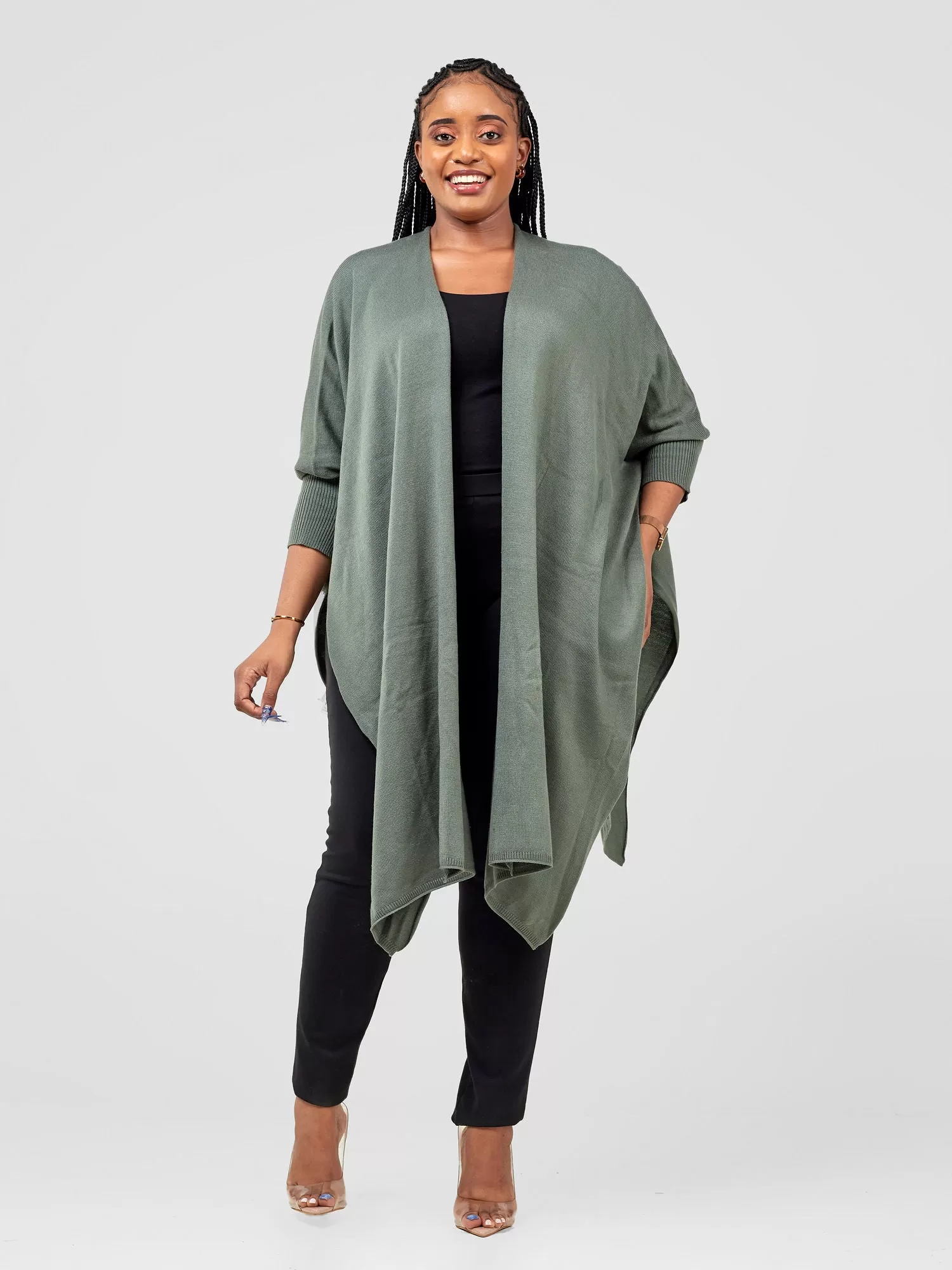 Vivo Cuffed Wrap Poncho - Dark Sage