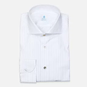 White Blue Striped Cutaway Shirt