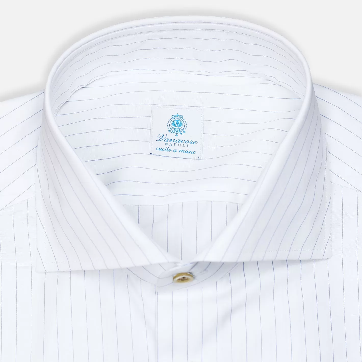 White Blue Striped Cutaway Shirt