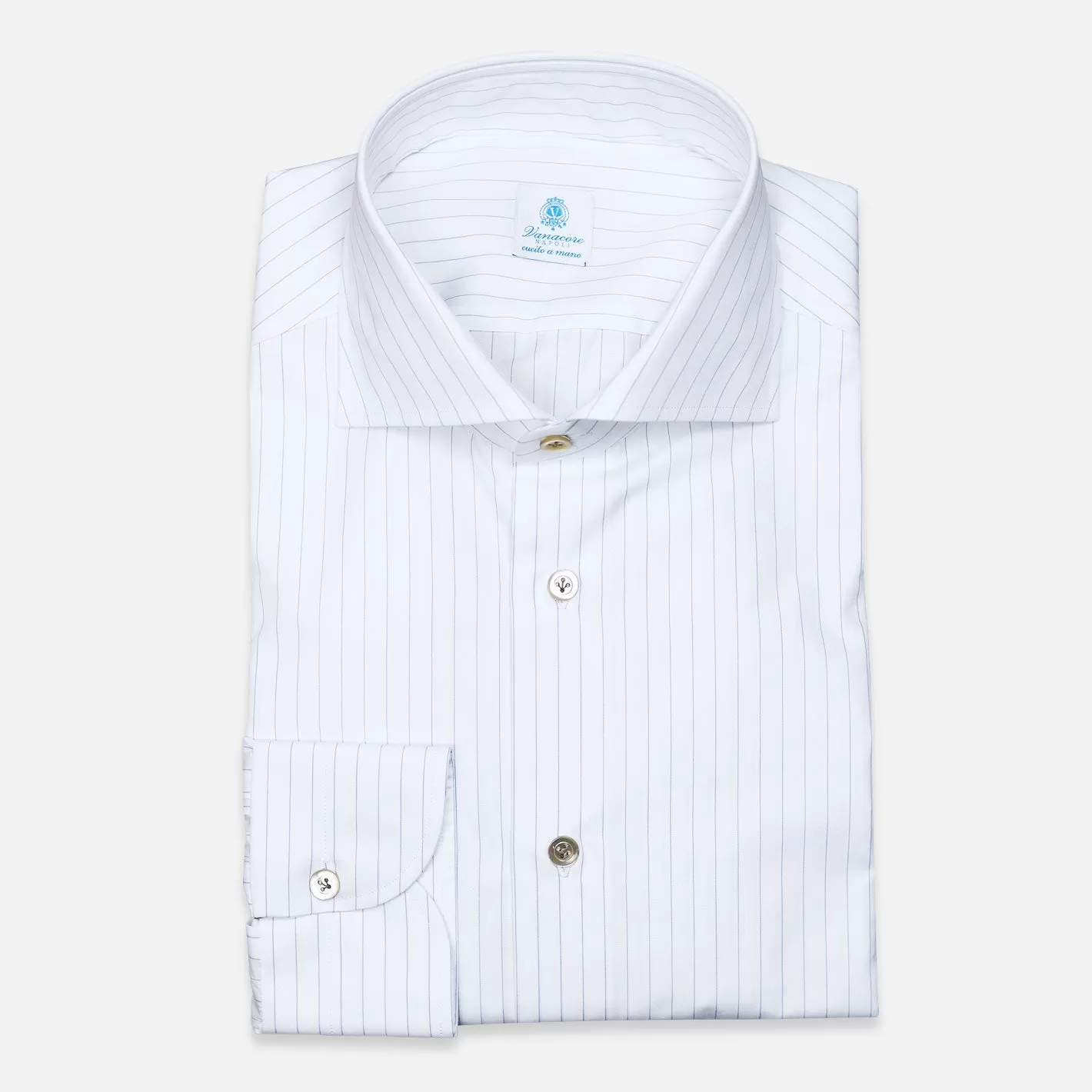 White Blue Striped Cutaway Shirt