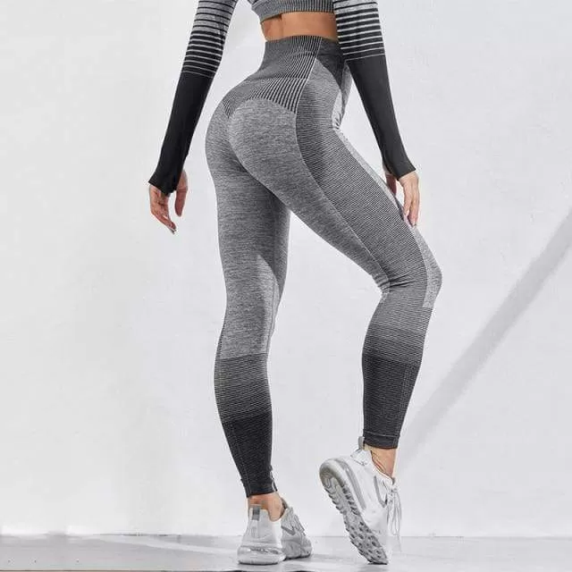 Women Sexy Push Up High Waist Leggings Gym Activewear Seamless Legging Knitting Workout Femme Jegging