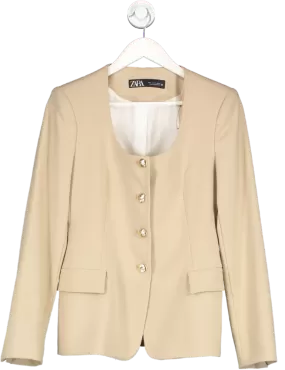 ZARA Beige Scoop Neck Blazer UK S